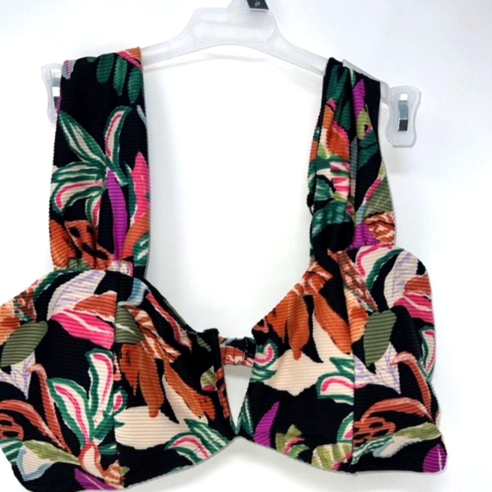 Time and Tru Black and Pink Sleeveless Bustier Tank Top